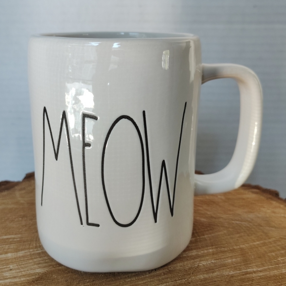Rae Dunn MEOW Cat Mug Artisan Collection  Cat Lover Coffee Mug Cat Mom Cup